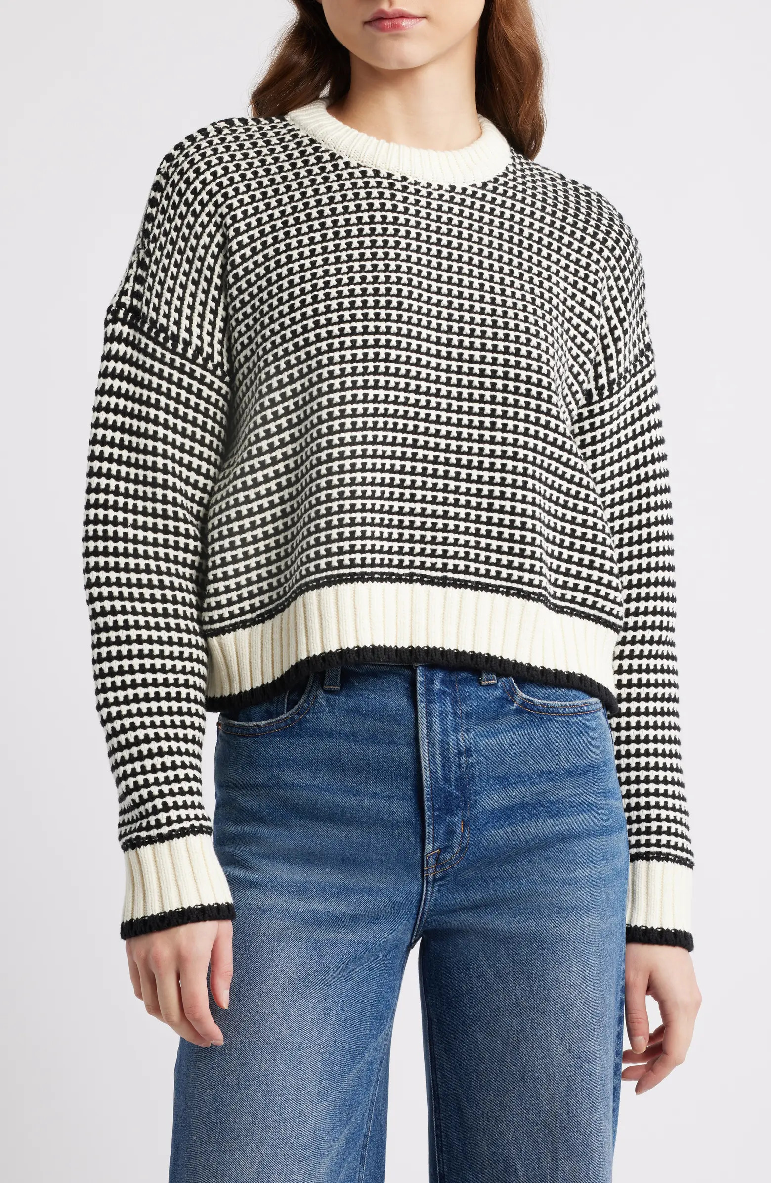 Madewell Textured Stitch Cotton Crewneck Sweater | Nordstrom | Nordstrom