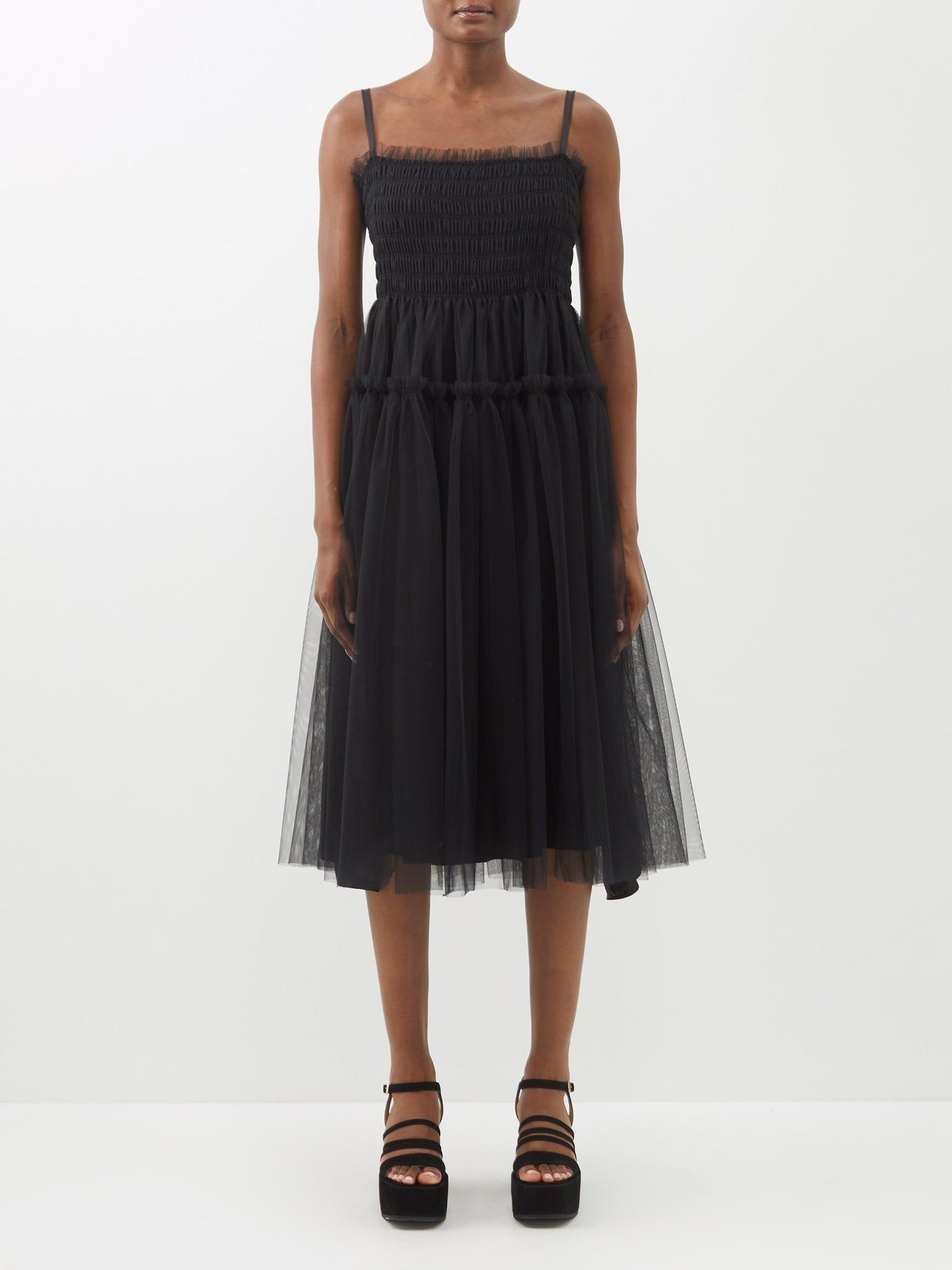 Curtis shirred tulle midi dress | Molly Goddard | Matches (UK)
