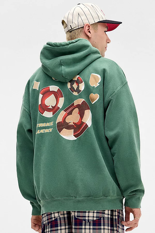 Urban Outfitters UO Green Player Hoodie in Green, Men's at Urban Outfitters | Urban Outfitters (US and RoW)