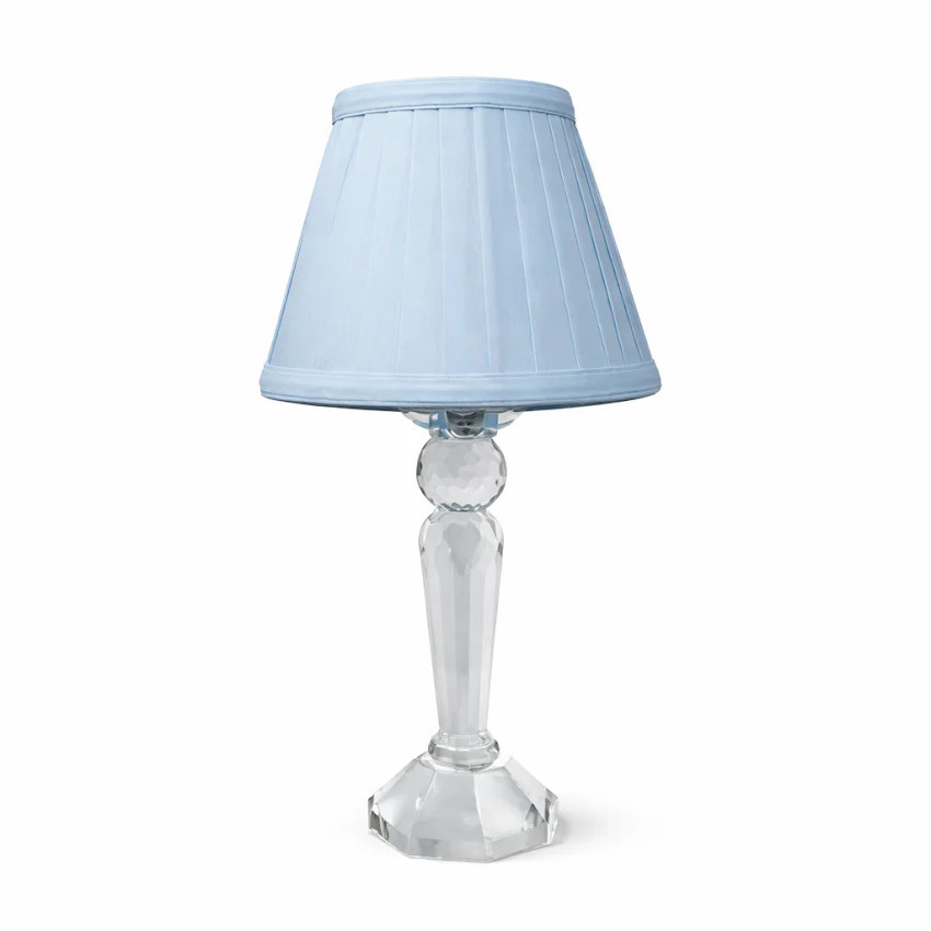 Round Crystal Rechargeable Lamp with Blue Shade | The Enchanted Home