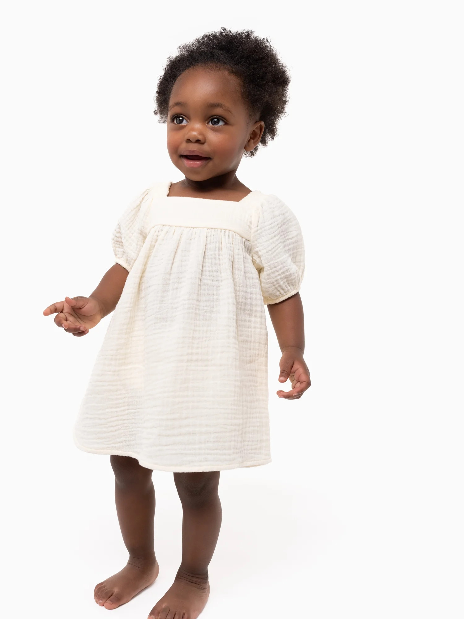 Modern Moments by Gerber Baby Girl Puff Sleeve Dress and Diaper Cover, Sizes 0/3 Months - 24 Mont... | Walmart (US)