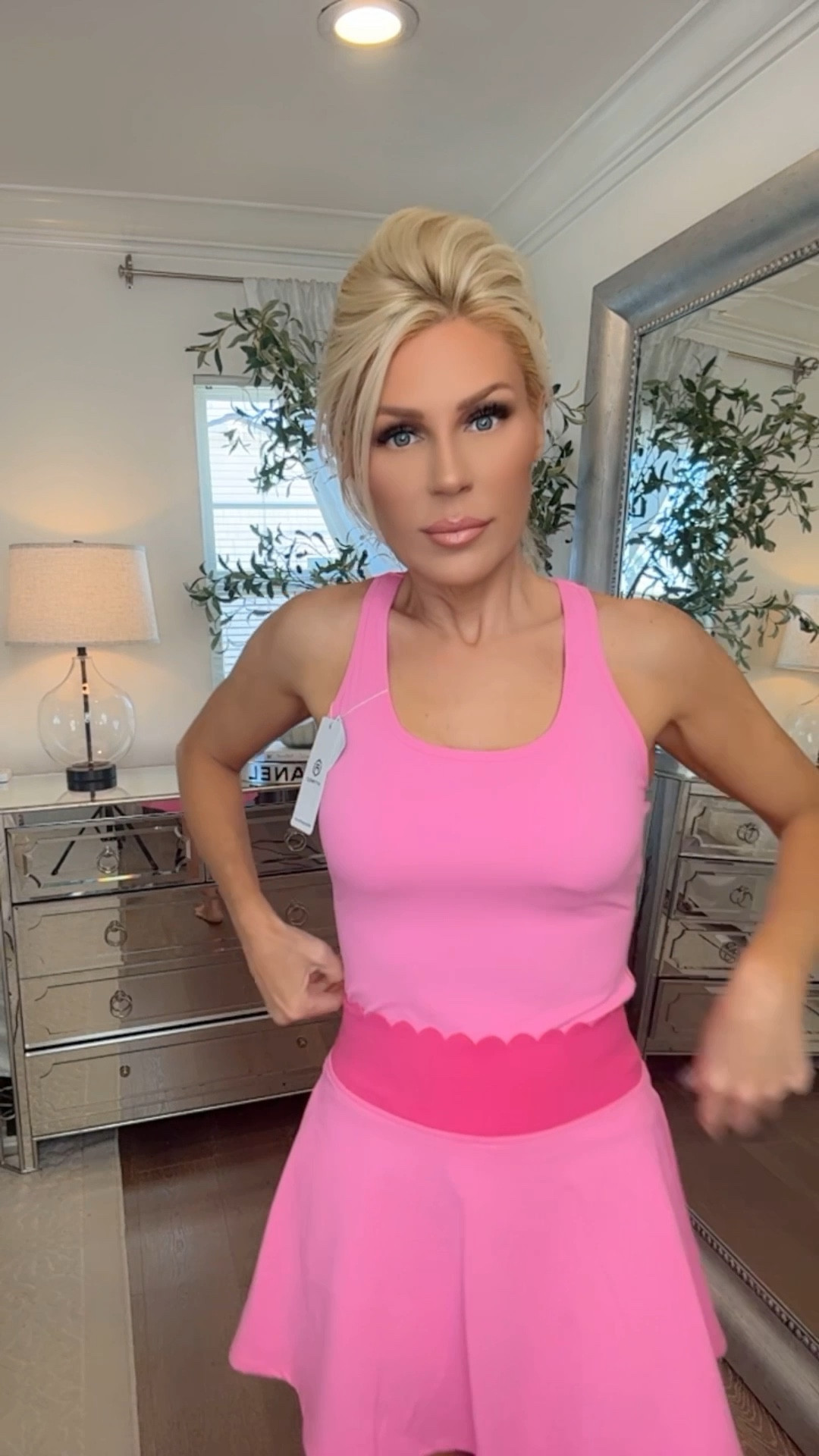 Obsessed with this beautiful pink two piece outfit! I am wearing a size small and am 5’6 

Such a great abs cute outfit to run around town in, play pickleball or have lunch with girlfriends 

#LTKFitness #LTKFindsUnder100 #LTKStyleTip