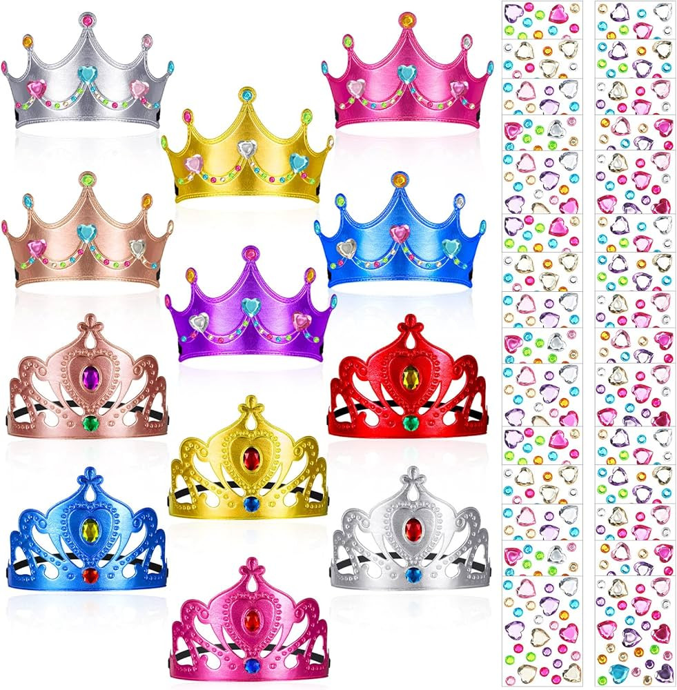 Yaomiao 22 Pcs DIY Crowns Set Include 12 Pcs Foam Princess Crowns and 10 Pcs Crystal Diamond Stic... | Amazon (US)