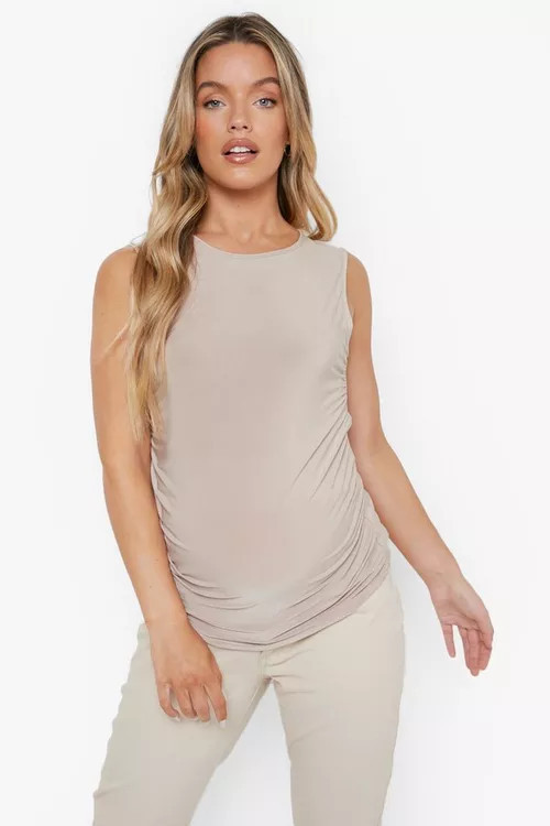 Maternity Ruched Slinky Top | Boohoo.com (US & CA)