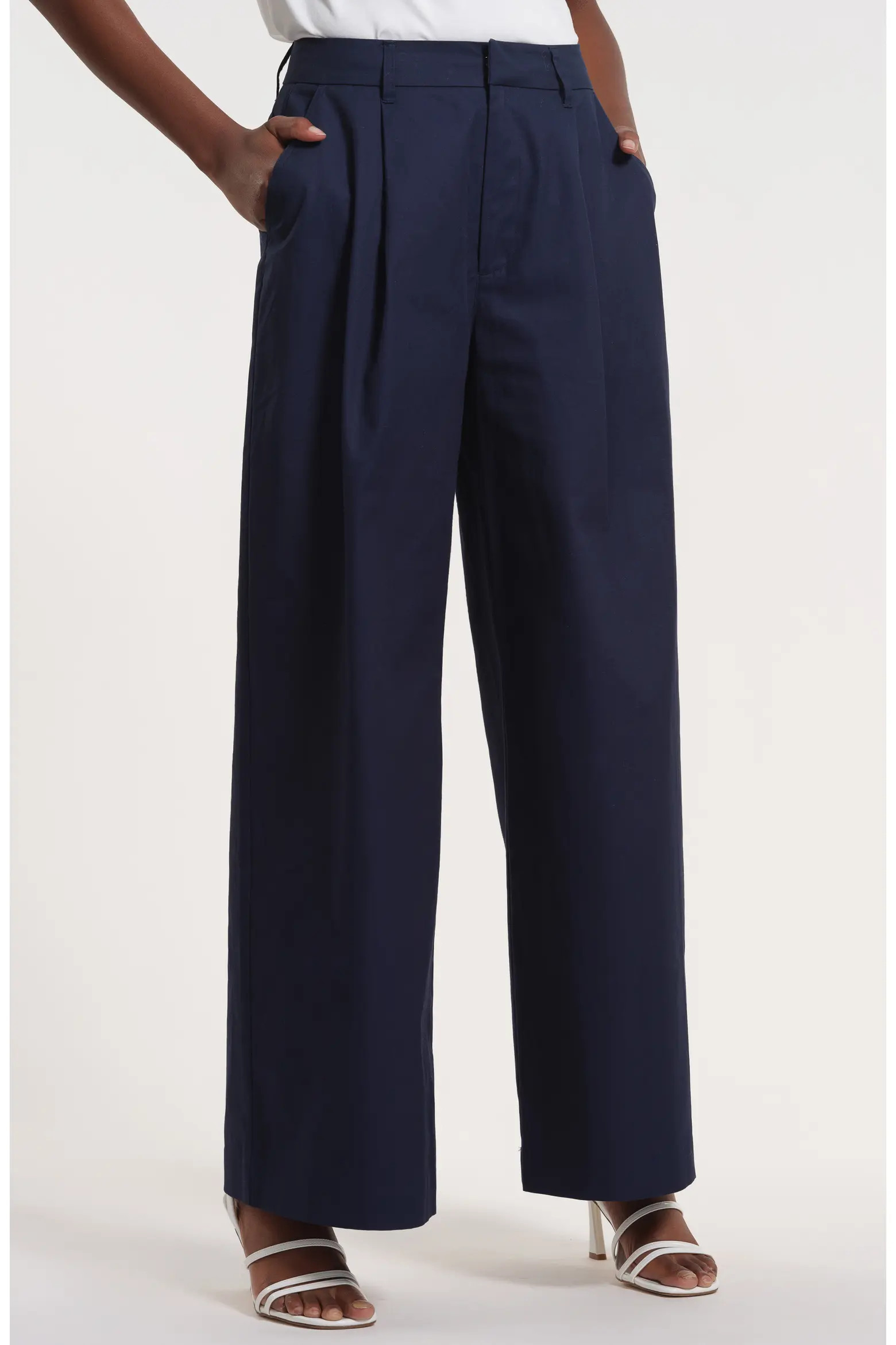 Isaac Mizrahi New York Pleated High Waist Cotton Wide Leg Pants (Women) | Nordstrom | Nordstrom