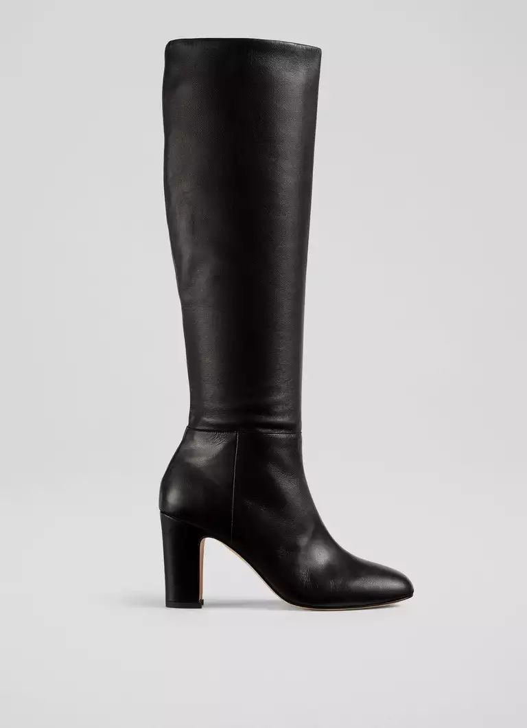 Kristen Black Leather Knee Boots | L.K. Bennett (UK)