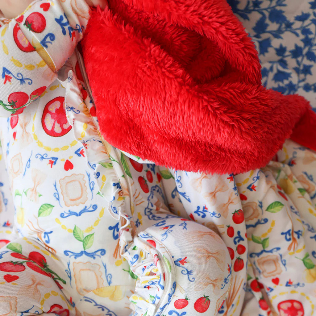 Pasta Red Double-sided Plush Swaddle | Mangia | Posh Peanut