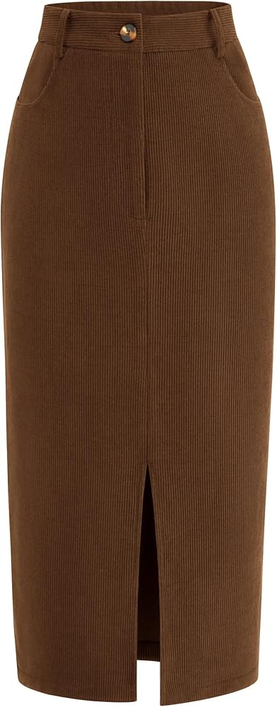 PRETTYGARDEN Corduroy Skirt Women Fall Fashion 2025 High Waisted Pencil Midi Skirts Business Casu... | Amazon (US)