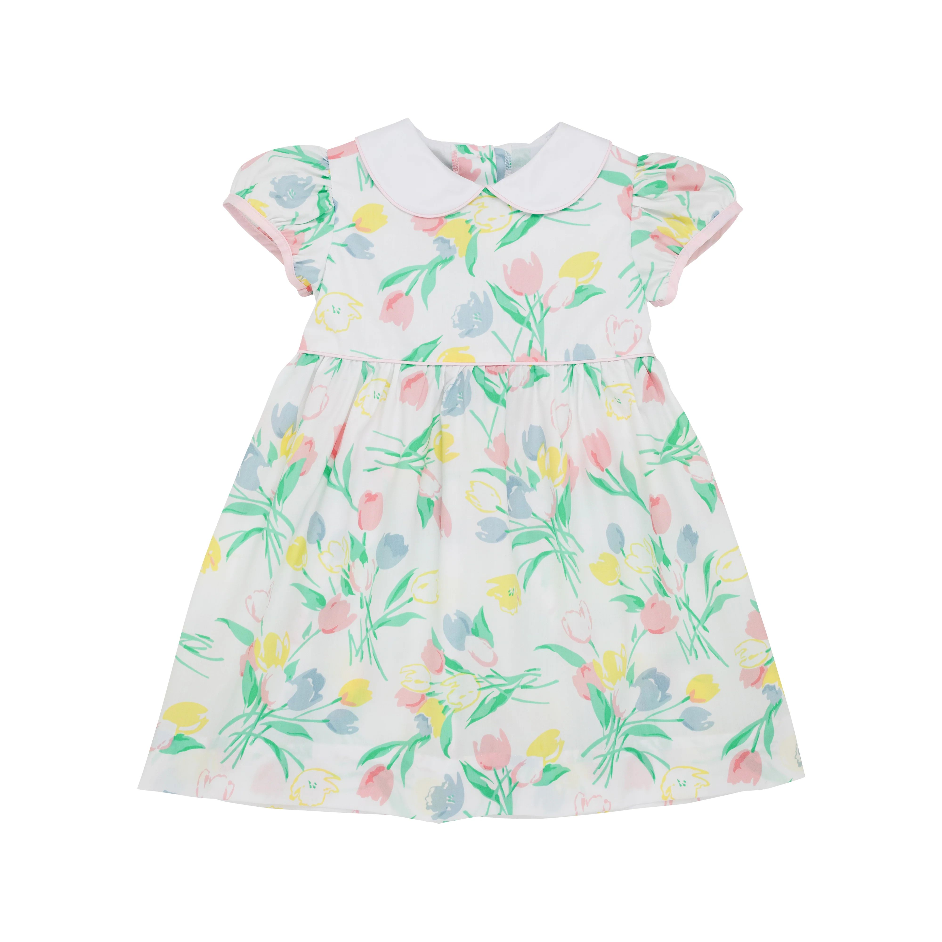 Cindy Lou Sash Dress - Elizabethtown Tulips with Palm Beach Pink | The Beaufort Bonnet Company