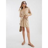 River Island Linen Blend Short - Stone | Very (UK)