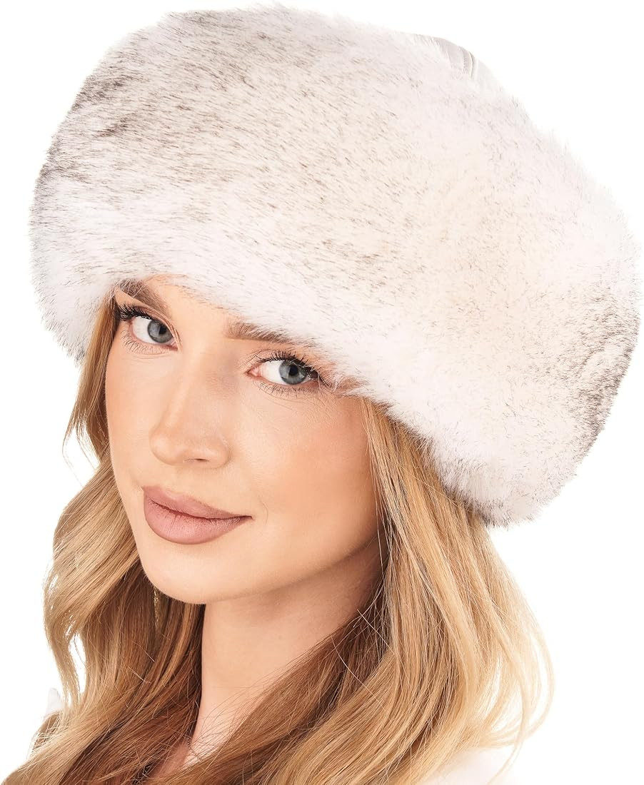 Futrzane Siberian Trim Hat - Womens Leather Faux Fur Hats - Elegant Russian Hat | Amazon (CA)