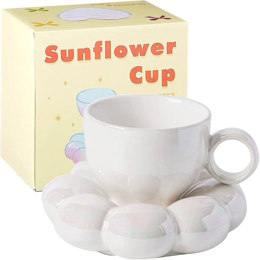 Artuxer Ceramic Cloud Coffee Mug,Cute Cup with Sunflower Coaster Creative Ceramic Mug Set for Off... | Amazon (US)