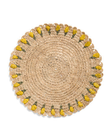 15in Raffia Tulip Hand Woven Placemat | Marshalls