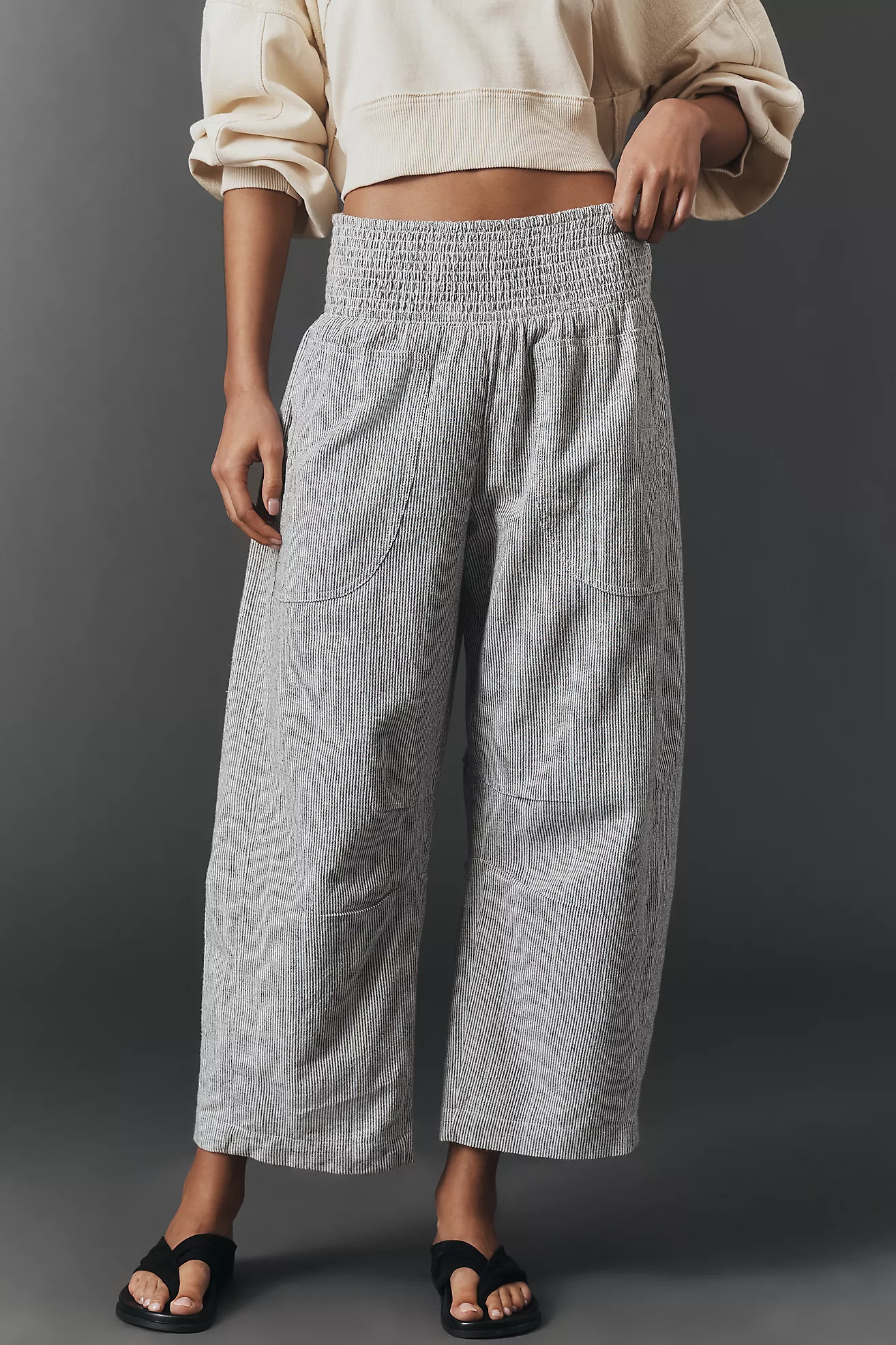 The Reese Linen Cotton Smocked Pull-On Pants | Anthropologie (US)