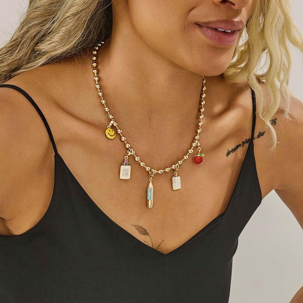 Gold Charm Necklace for Women Pendant Necklace Beach Accessories Western Jewelry Interchangeable ... | Amazon (US)