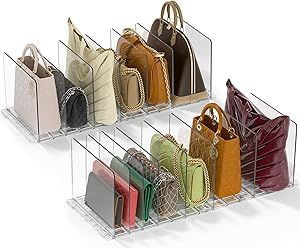 GoMaihe Bag & Purse Organizer for Closet: 4-Pack Adjustable Clear Handbag Storage Shelf - Plastic... | Amazon (US)