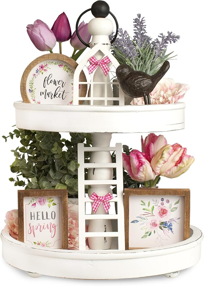 The Ultimate Farmhouse Tiered Tray Decor Set - Beautiful Year Round Seasonal Holiday Decoration B... | Amazon (US)