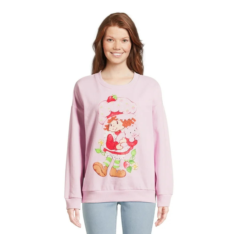 Strawberry Shortcake Juniors Crewneck Sweatshirt with Long Sleeves, Size XS-3XL | Walmart (US)