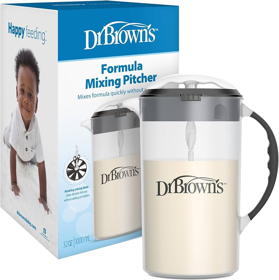 Dr. Brown's Baby Formula Mixing Pitcher with Adjustable Stopper, Locking Lid & No Drip Spout, Bla... | Amazon (US)