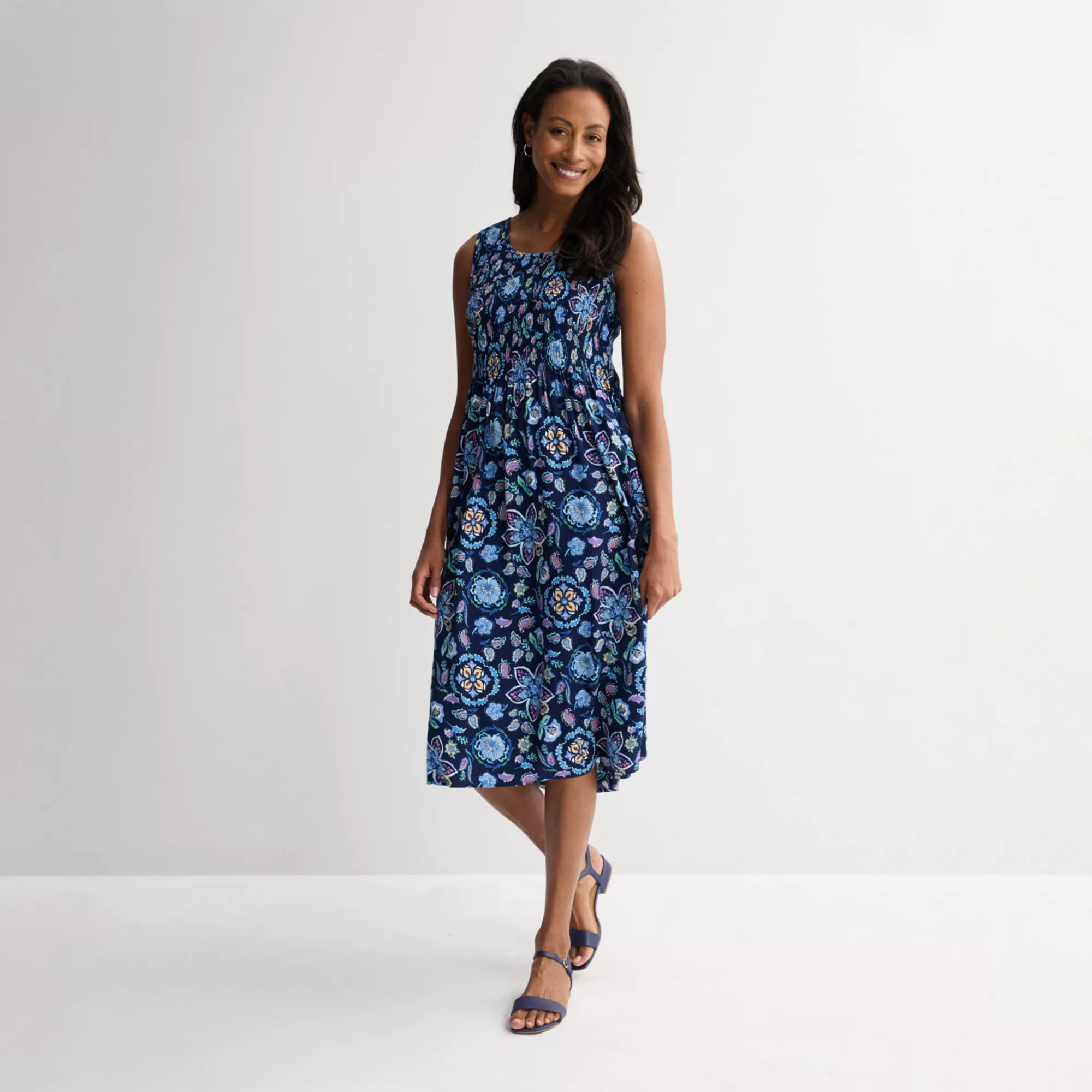 Women's Croft & Barrow® Smocked Midi Dress | Kohl's