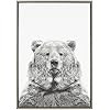 Kate and Laurel Sylvie Bear Framed Canvas by Simon Te Tai 23x33 Gray | Amazon (US)