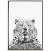 Kate and Laurel Sylvie Bear Framed Canvas by Simon Te Tai 23x33 Gray | Amazon (US)