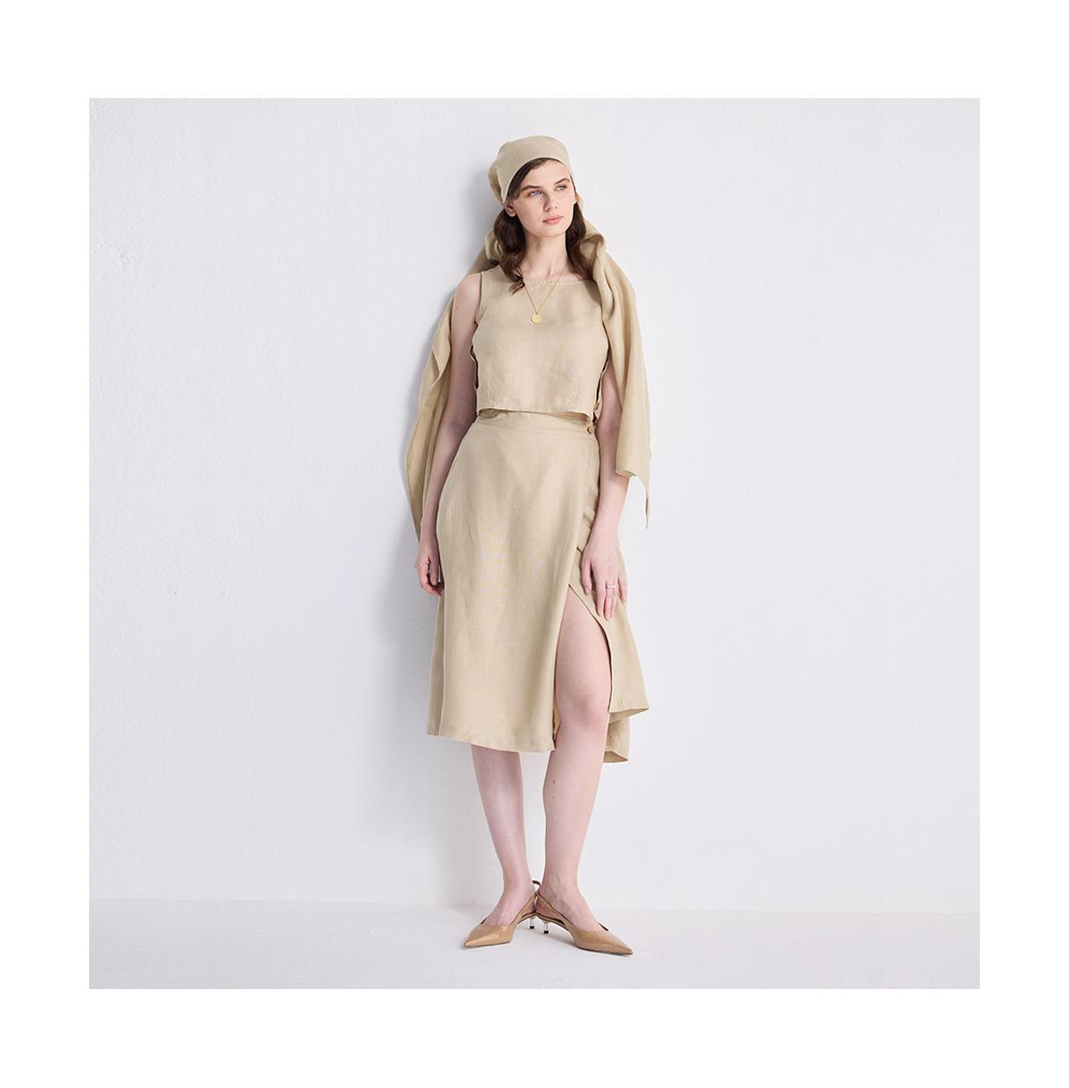 Reistor Women's Overlap Midi Skirt - Neutral beige | Macy's