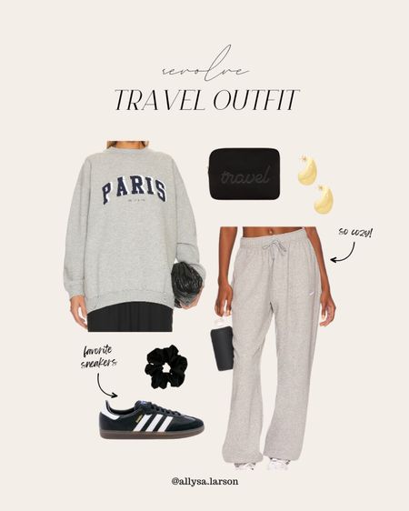 Revolve travel outfit, airport outfit, sweatshirt, sweatpants, casual outfit, neutral outfit  

#LTKStyleTip #LTKShoeCrush #LTKSeasonal