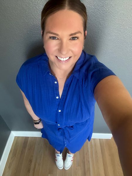 Another sunny day here another spring dress. I love this color blue. It’s definitely one of my favorite colors to wear and gets so many compliments. These sneakers go perfectly with their small pop of blue on the back. Easy for a sunny day running around. 

#LTKSeasonal #LTKfindsunder50 #LTKmidsize