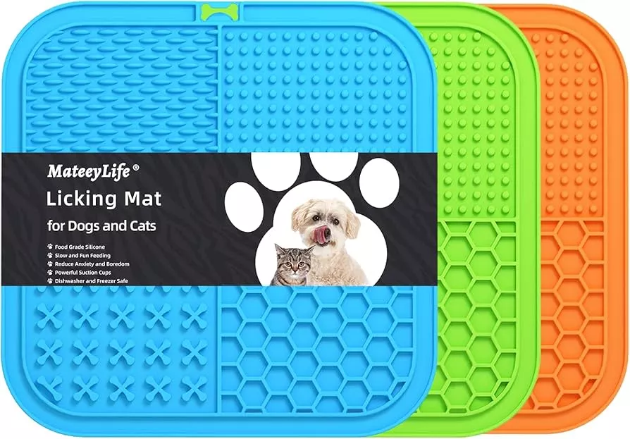 3pcs Dog Lick Mats With Suction Cup, Dog Food Mat Feeding Dog Bowl