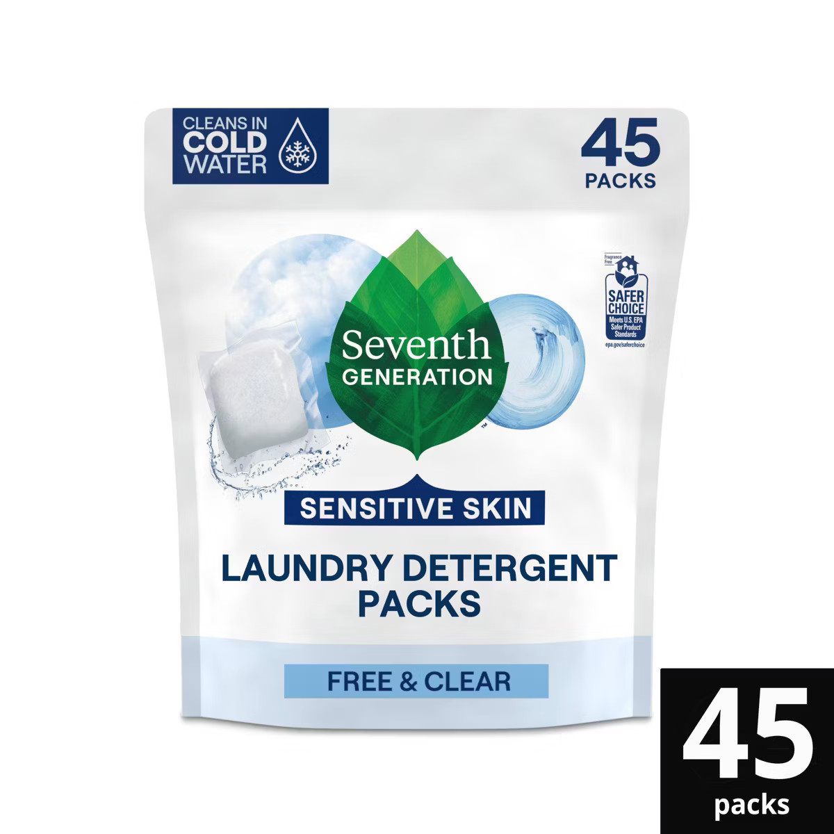 Seventh Generation Laundry Detergent Packs Free & Clear - 45ct/31.7oz | Target