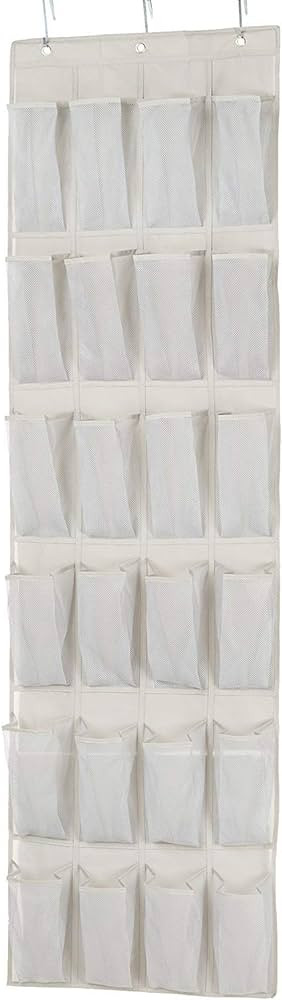 Amazon Basics 24 Medium Pocket Over-the-Door Hanging Shoe Organizer, Light Grey | Amazon (US)