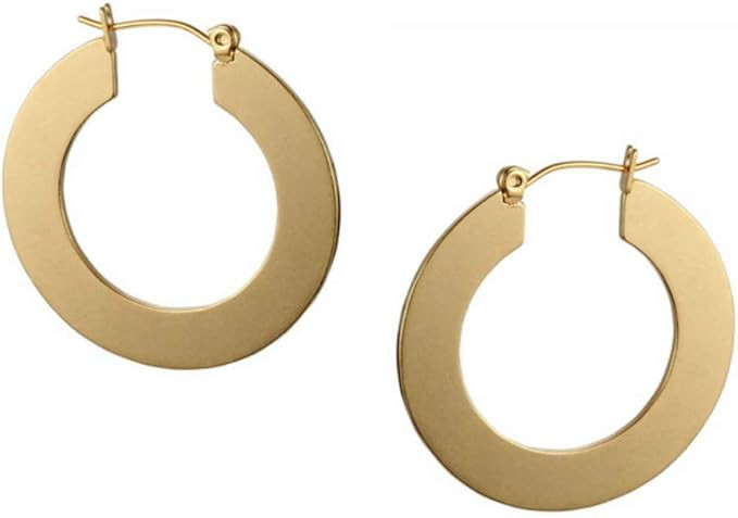Minimal Bohemian 18K Gold Plated Large Round Hoop Earrings for Women Boho Jewelry Bold Thick Wire | Amazon (US)