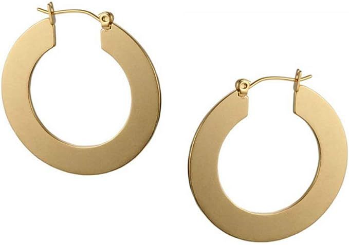 Minimal Bohemian 18K Gold Plated Large Round Hoop Earrings for Women Boho Jewelry Bold Thick Wire | Amazon (US)
