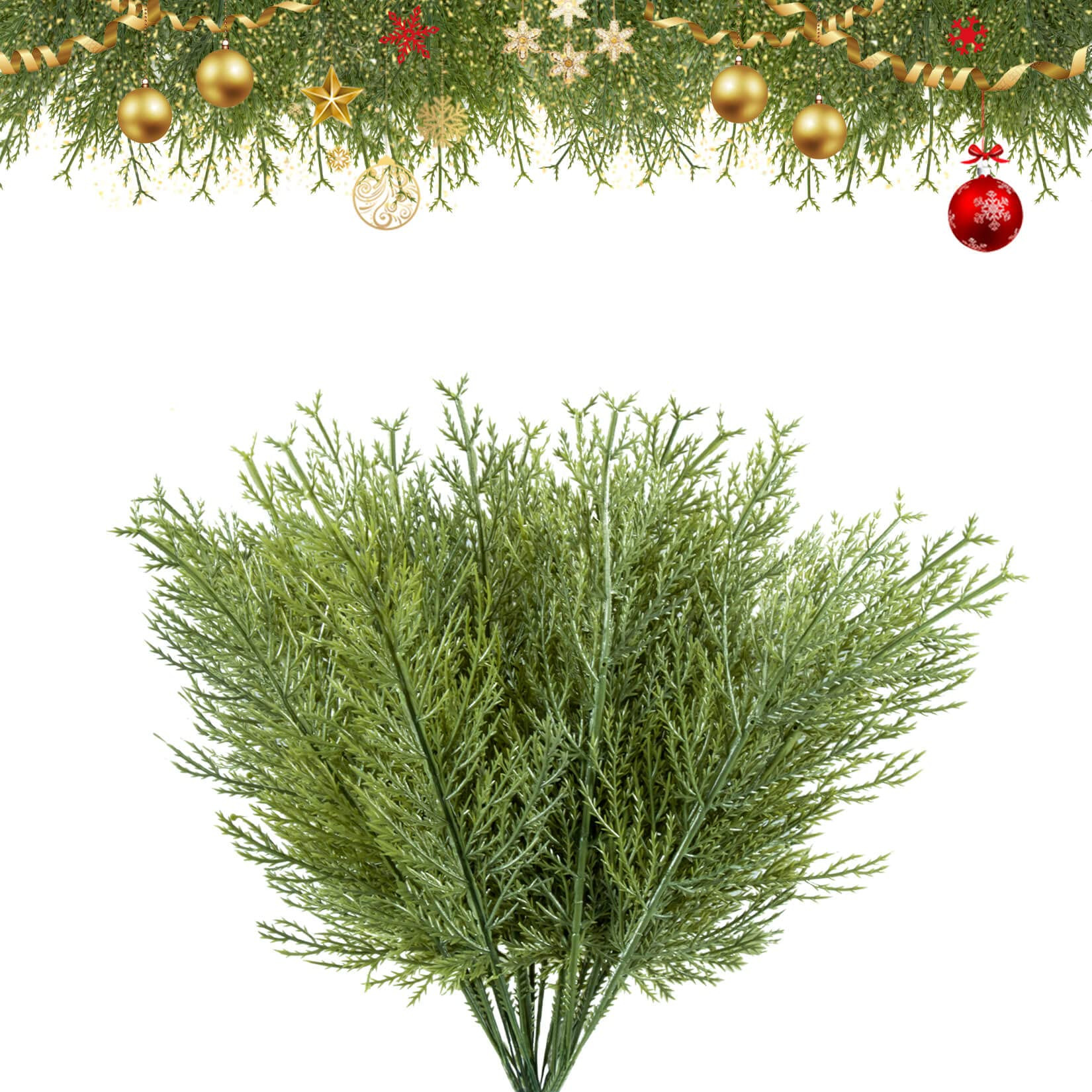 Sukh 25pcs Artificial Pine Branches - Faux Evergreen Leaves Christmas Greenery Picks for Decorati... | Amazon (US)