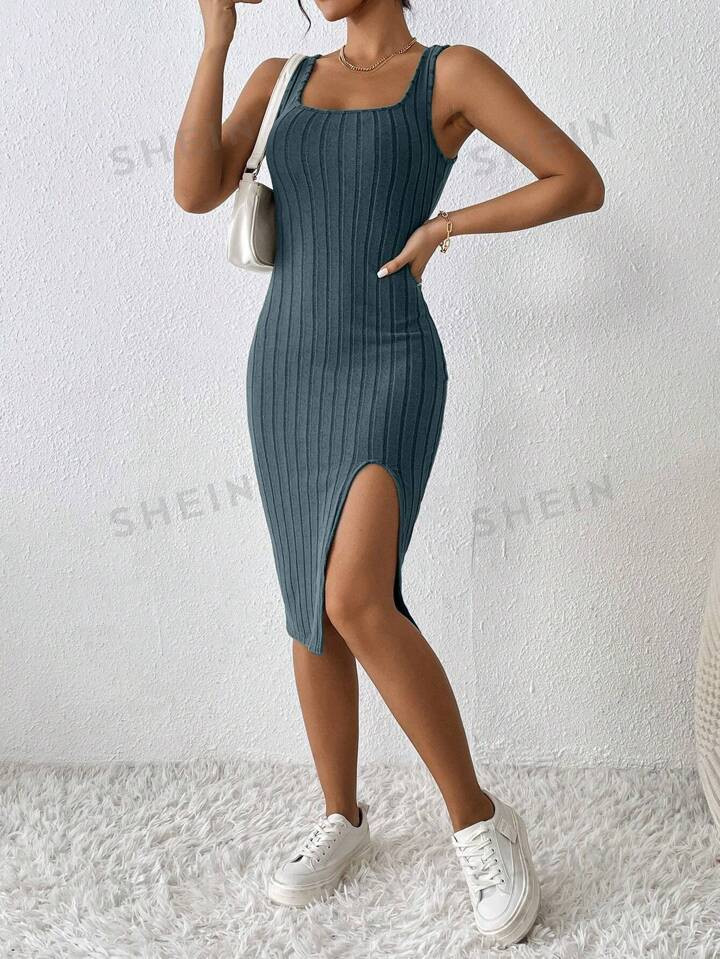 SHEIN PETITE Split Thigh Tank Dress | SHEIN