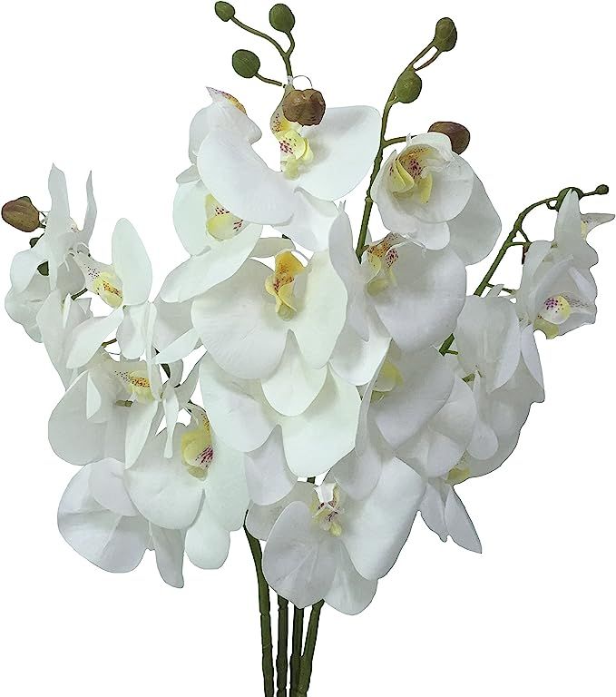 JAROWN White Orchid Artificial Flowers 4pcs 30 Inches | Amazon (US)