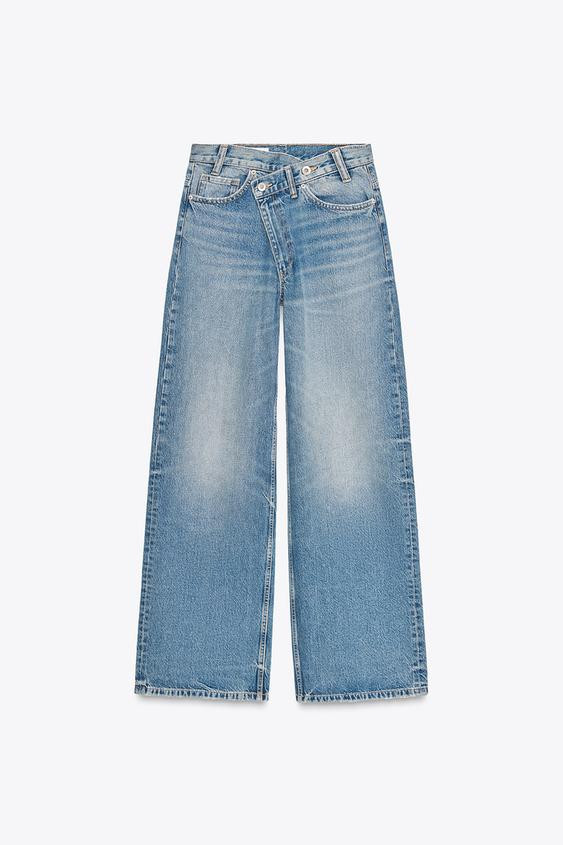 TRF WIDE-LEG HIGH-WAIST JEANS WITH CROSSOVER WAIST | Zara AU