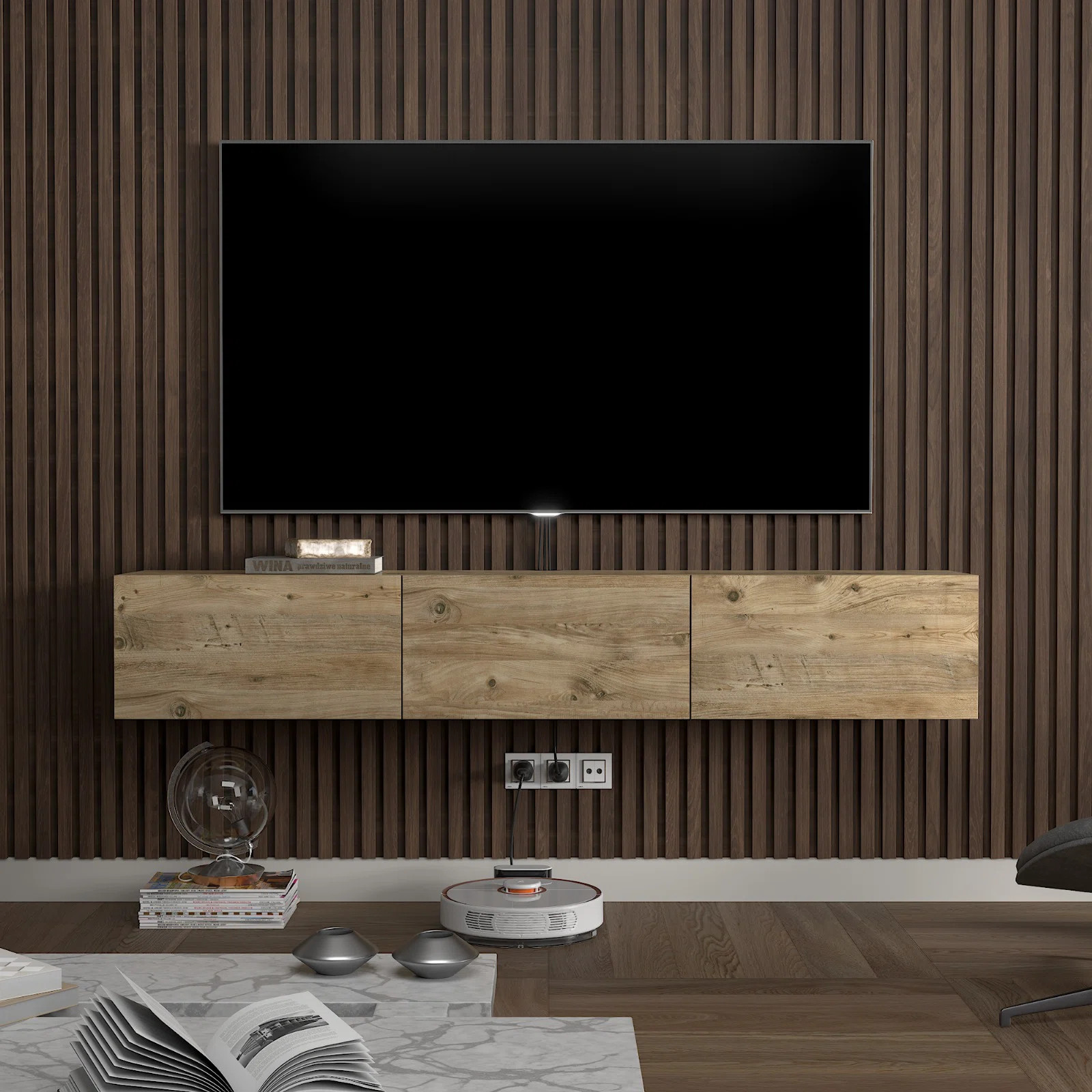 Colima Modern Floating TV Stand Up to 80" TVs Wall-Mounted Media Console with Storage Cabinet | Wayfair North America
