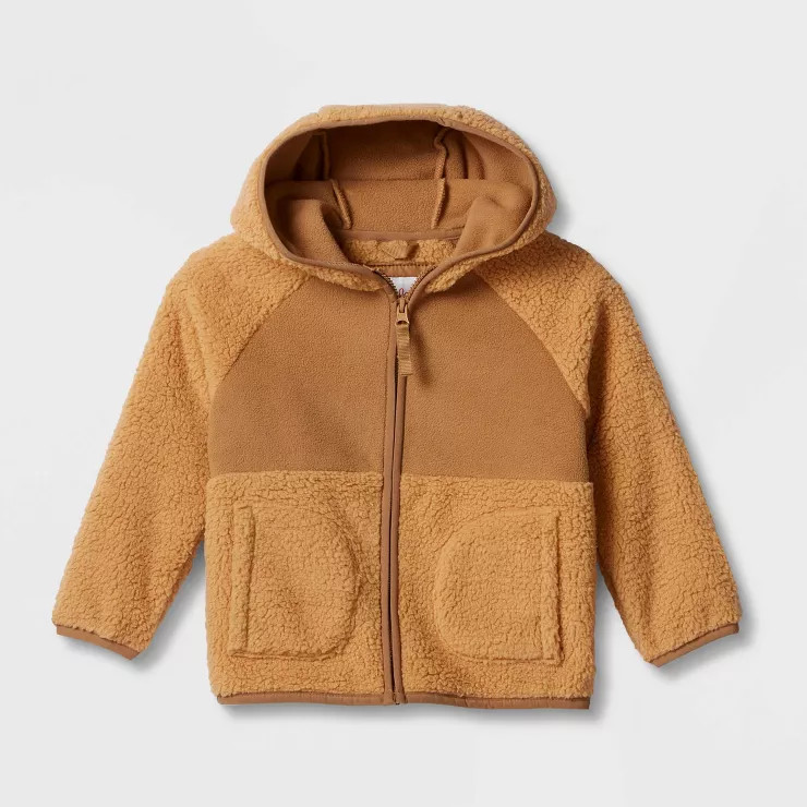 Toddler Long Sleeve Fleece Jacket - Cat & Jack™ Tan | Target