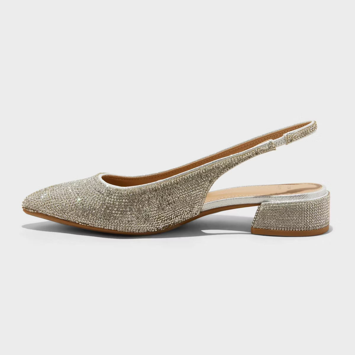 Women's Elle Rhinestone Slingback Pointed Toe Heels - A New Day™ Silver | Target