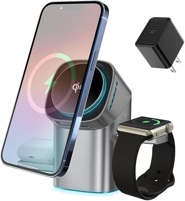 3 in 1 Wireless Charging Station for iPhone 17/16/15/14/13/12 Pro Max, Qi 2 Certified 15W Fast Ma... | Amazon (US)