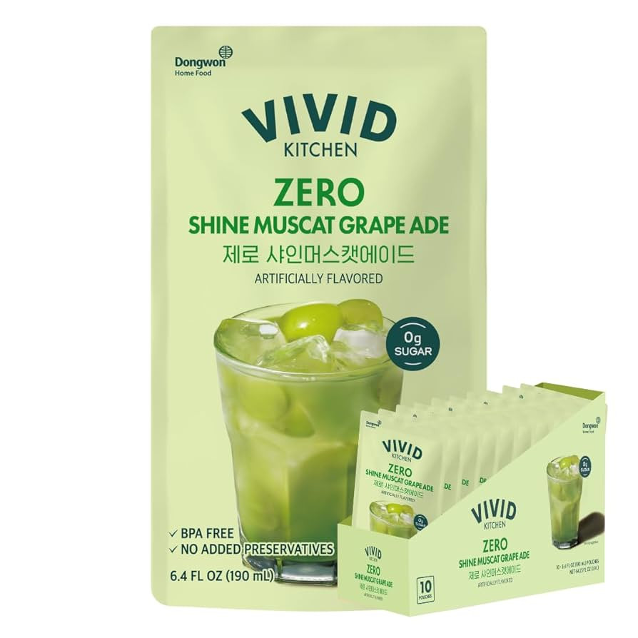 VIVID KITCHEN Korean Grape Ade – Shine Muscat Flavor – Zero Sugar, Zero Calories – 6.4 fl o... | Amazon (US)