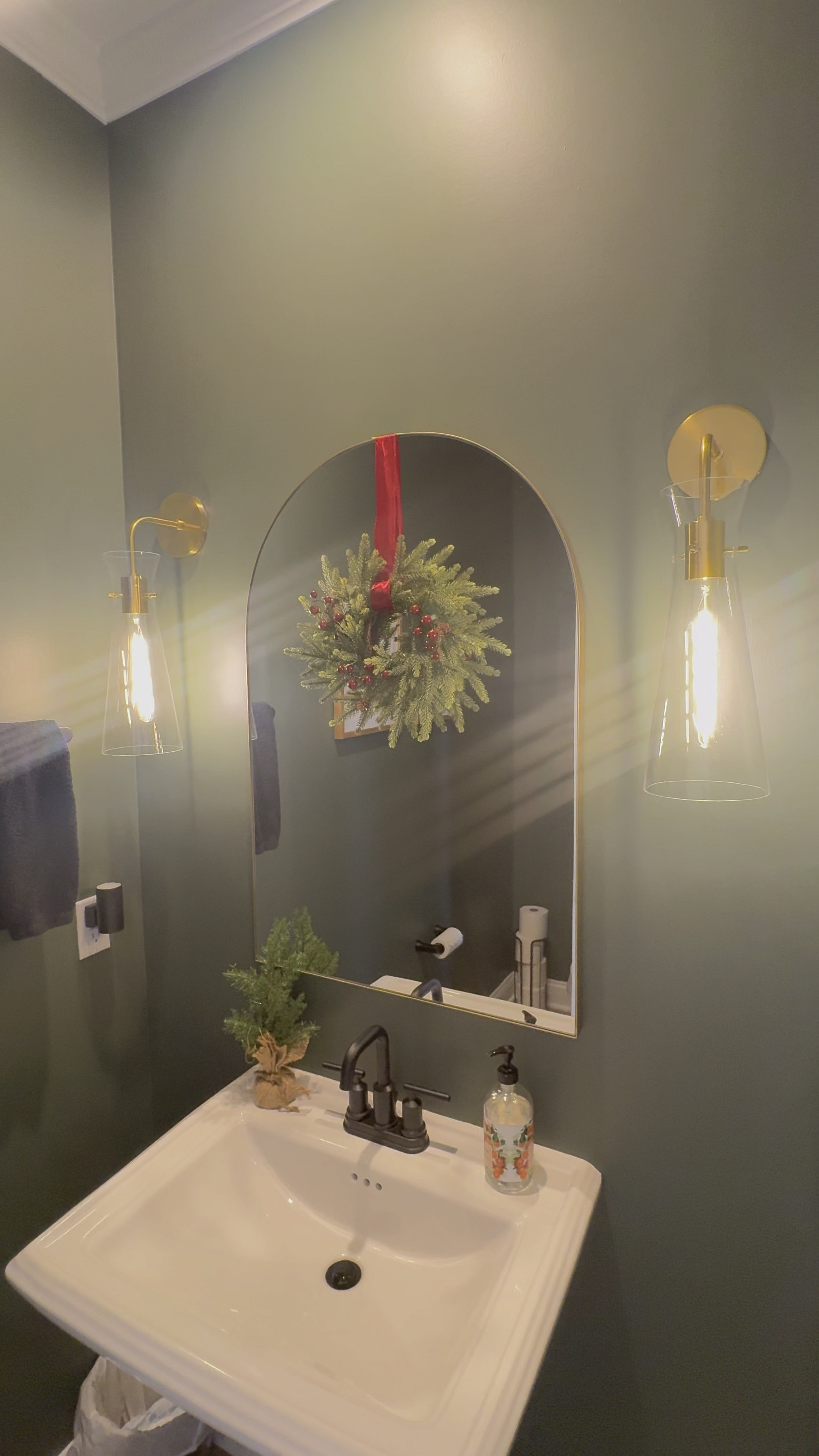 Our foyer half bath is my favorites of all our baths and I love it even more with a touch of Christmas in there!🫶🏼🤍

#LTKHoliday #LTKHome #LTKSeasonal