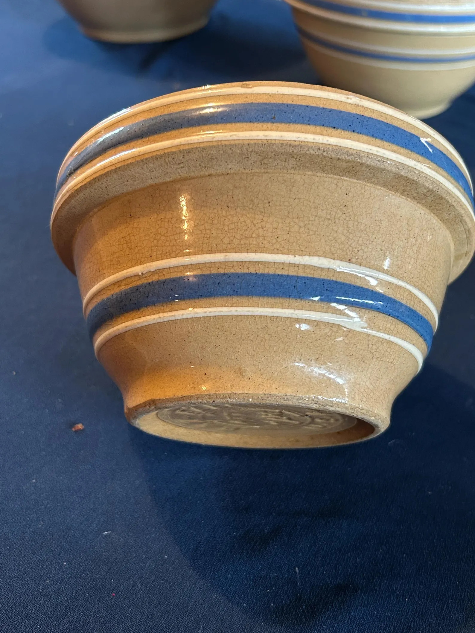 Vintage Yellowware / Yellow Ware Bowl Blue & White Bands / Stripes 6" Bak Eze ATT WARE USA - Etsy | Etsy (US)