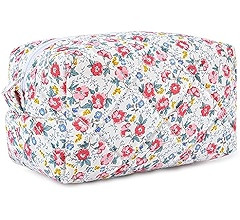 Quilted Makeup Bag Floral Cosmetic Bag Puffy Coquette Makeup pouch Aesthetic Cute Travel Toiletry... | Amazon (US)