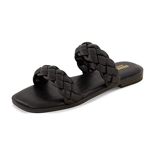 CUSHIONAIRE Vicki Slip-On Flats for Women Slide Sandals - Dressy Braided Strappy Sandals for Women 2025, BLACK 6.5 | Amazon (US)