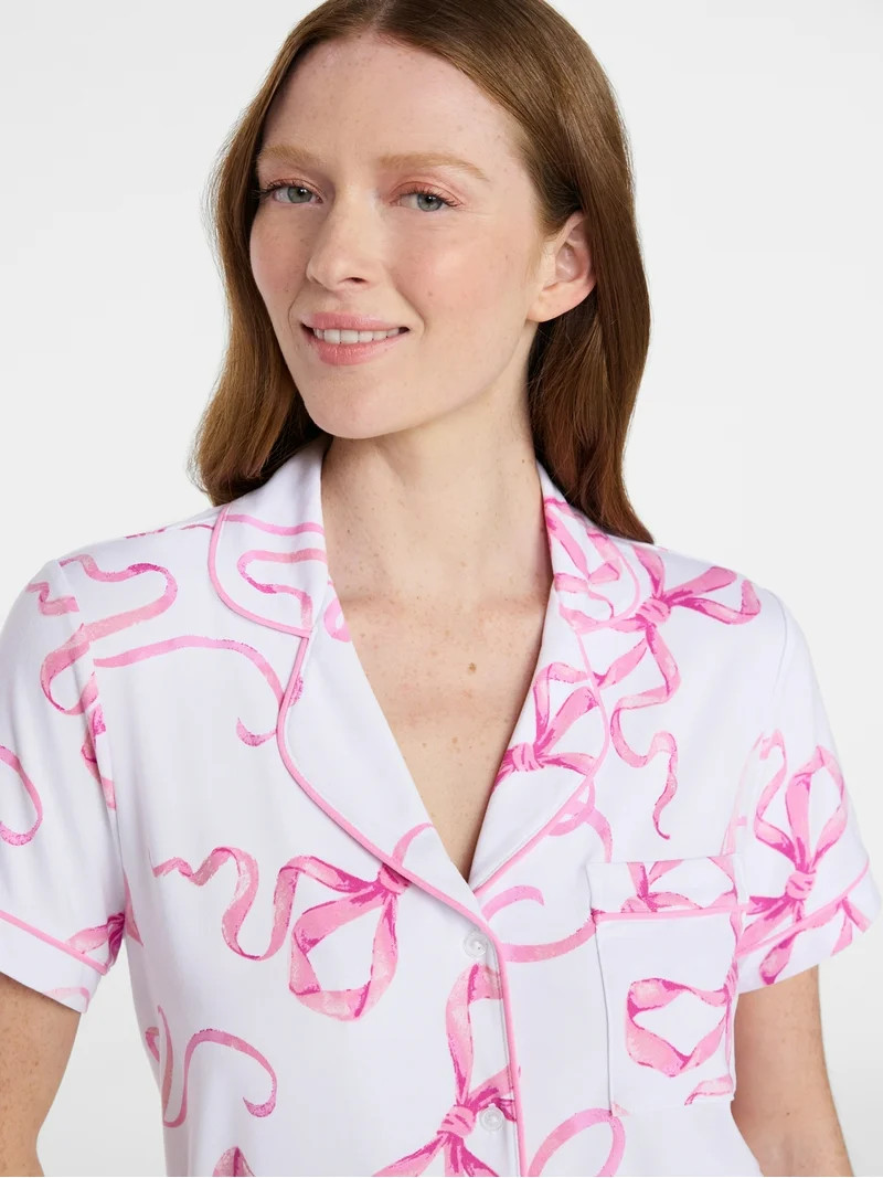 Joyspun Women’s Dreamy Soft Collection Bridal Knit Top and Shorts Pajama Set, 2-Piece, Sizes XS... | Walmart (US)