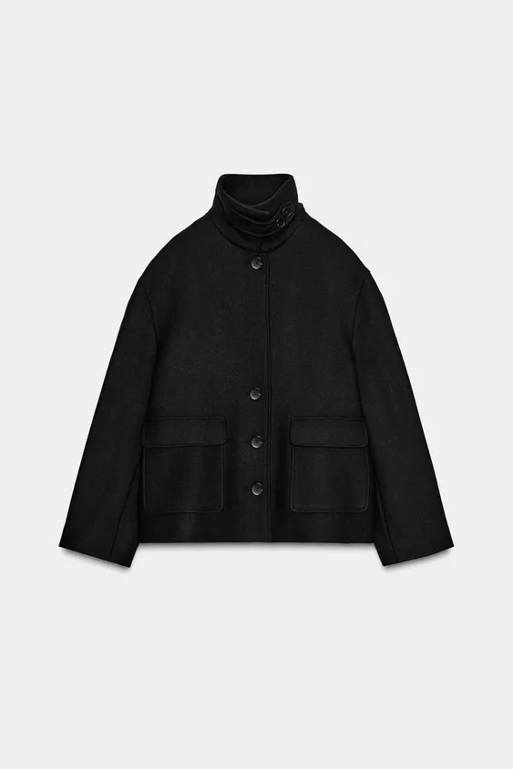 SHORT WOOL COAT WITH HIGH NECK | Zara UK