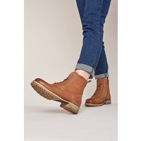 Moshulu Women's 'Moulin' Warm Lined Lace-up Boots in Tan | Size: 5 | Debenhams UK